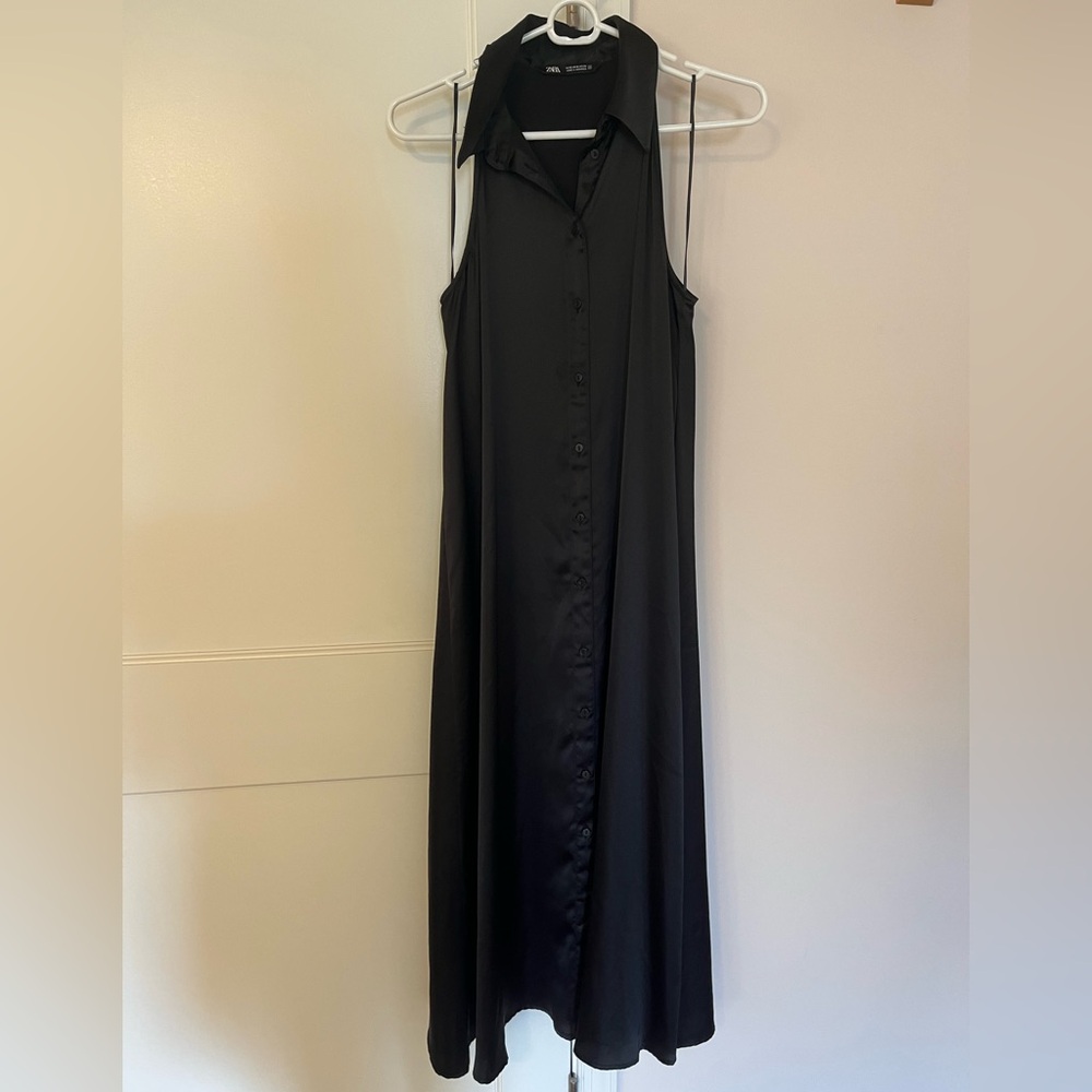 Zara Black Button-Down Shift Dress